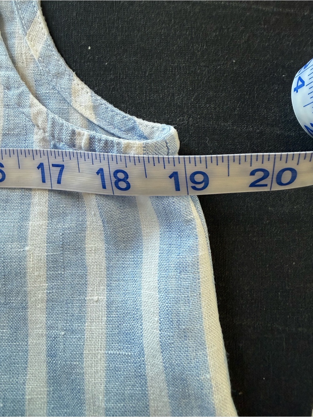 Yuvita Sleeveless Blue & White Striped LinenTank Top Size S - Picture 5 of 6